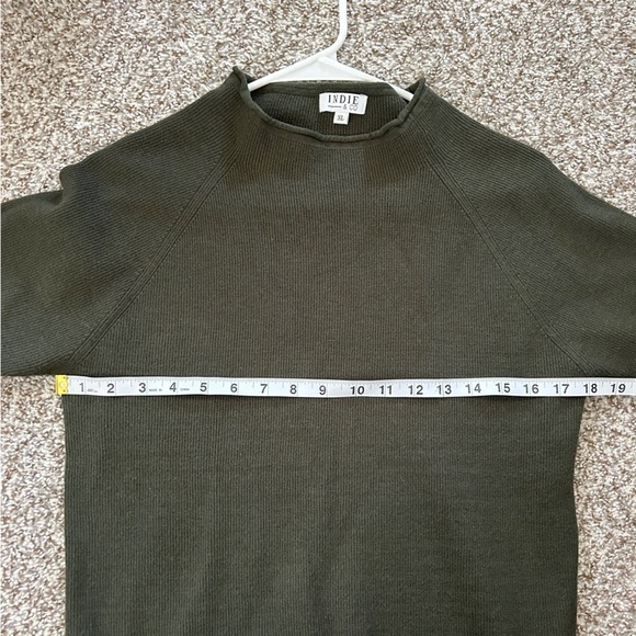 Indie & Co Green Ribbed Mockneck Sweater Casual XL Fall - Picture 5 of 6